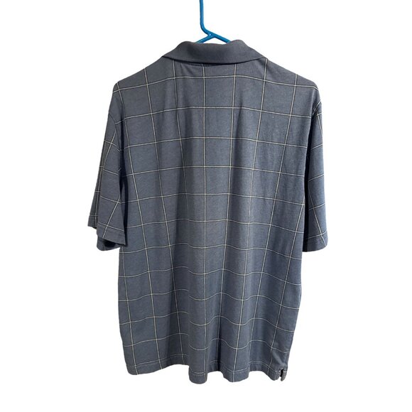George Mens Blue Windowpane Polo Shirt Size M Cotton & Polyester Blend - Picture 3 of 4